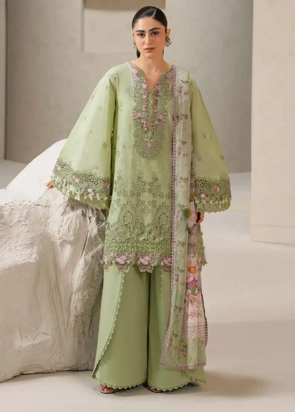 Elaf Premium | E Craft Chikankari 26 | EHC-6A BASIL - Luxury Dress - available at Maria Faisal in UK and USA.