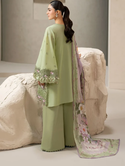 Elaf Premium | E Craft Chikankari 26 | EHC-6A BASIL - Luxury Dress - available at Maria Faisal in UK and USA.