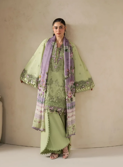 Elaf Premium | E Craft Chikankari 26 | EHC-6A BASIL - Luxury Dress - available at Maria Faisal in UK and USA.