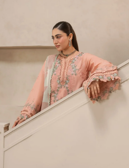 Elaf Premium | E Craft Chikankari 26 |EHC-3B DUSTROSE - Luxury Dress - available at Maria Faisal in UK and USA.