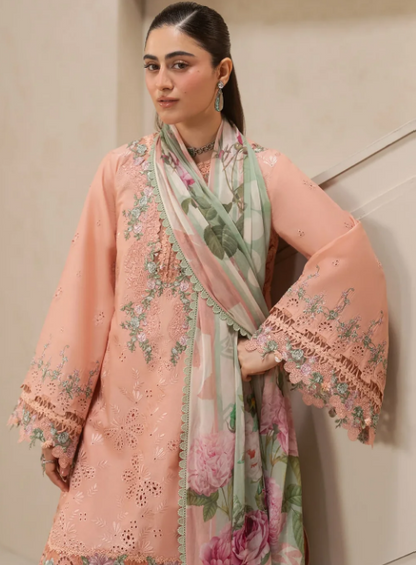 Elaf Premium | E Craft Chikankari 26 |EHC-3B DUSTROSE - Luxury Dress - available at Maria Faisal in UK and USA.