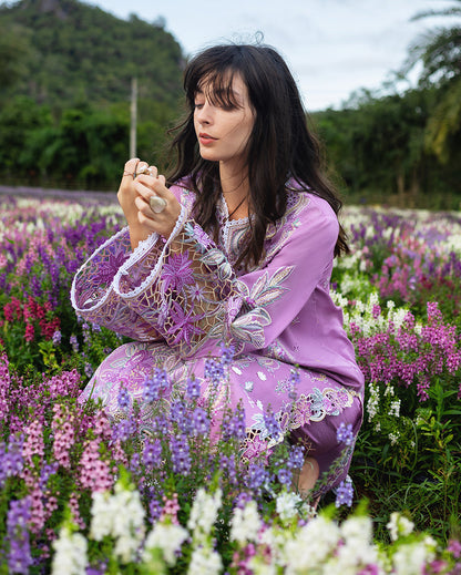 Mushq | Hemline the Secret Garden | Secret Thicket - Luxury Dress - available at Maria Faisal in UK and USA.