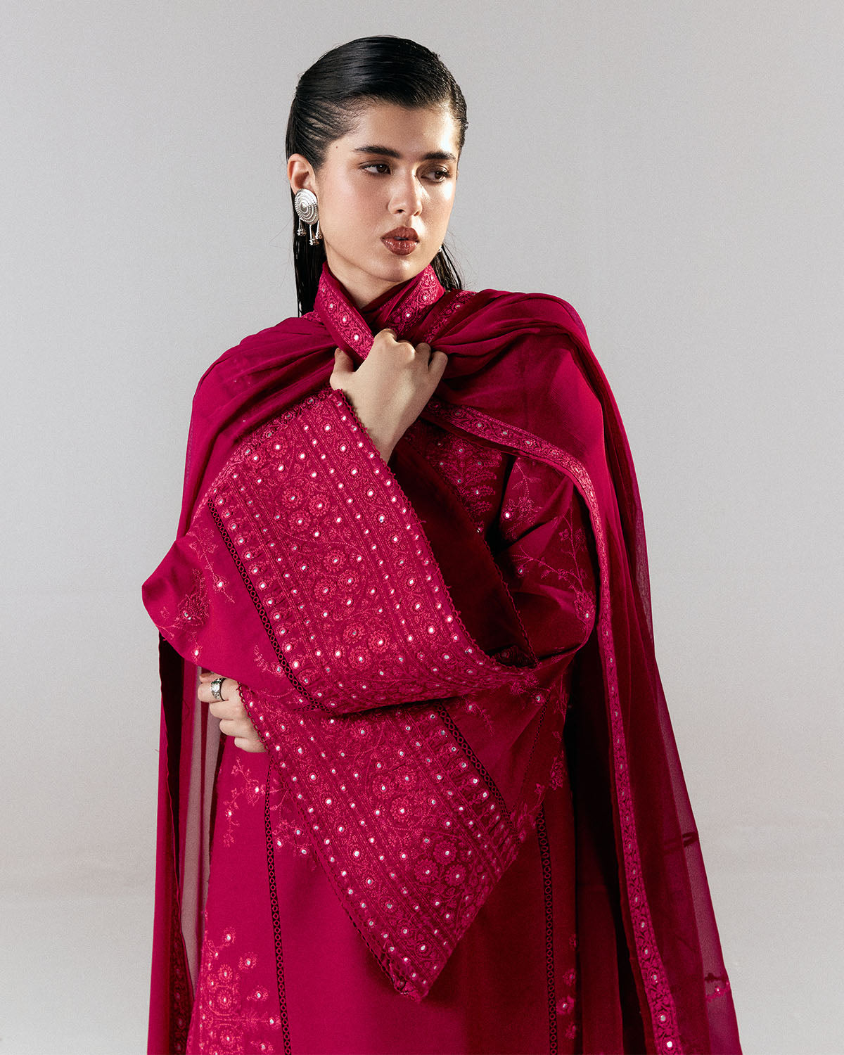 Jugnu | SS 26 Lawn | Sela - Luxury Dress - available at Maria Faisal in UK and USA.