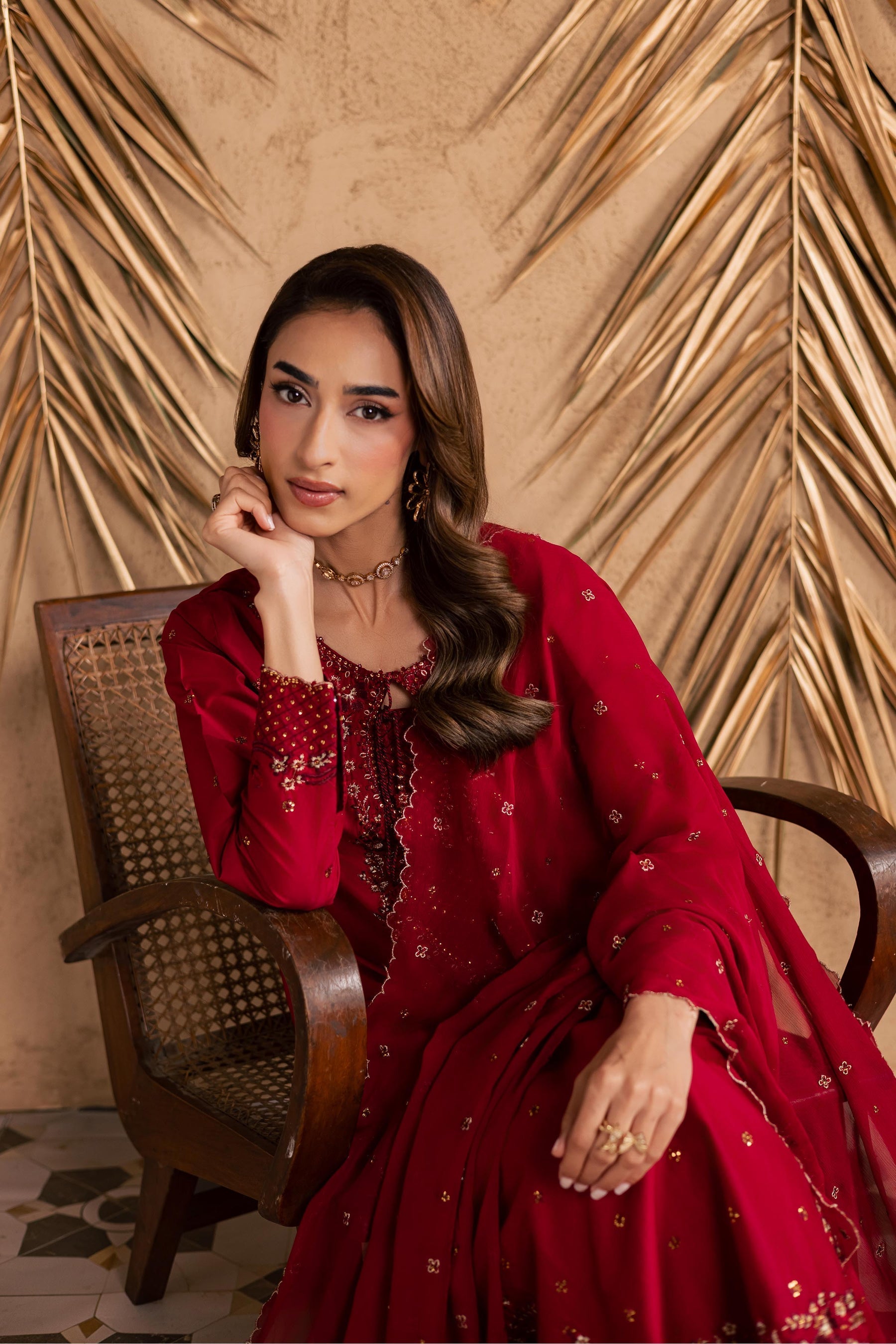 Batik | Festive Eid 26 | Shaili - Luxury Dress - available at Maria Faisal in UK and USA.