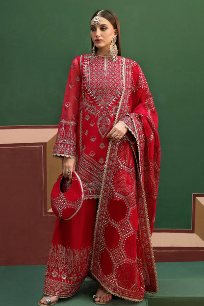 Afrozeh Shehnai Wedding Formals 24 Hoor - Burnt Red Pakistani Dress with intricate embroidery and embellishments. Shop elegant Asian dresses at Maria Faisal.