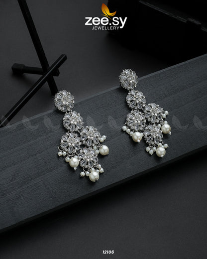 Silver Orchid Earrings - Earrings 