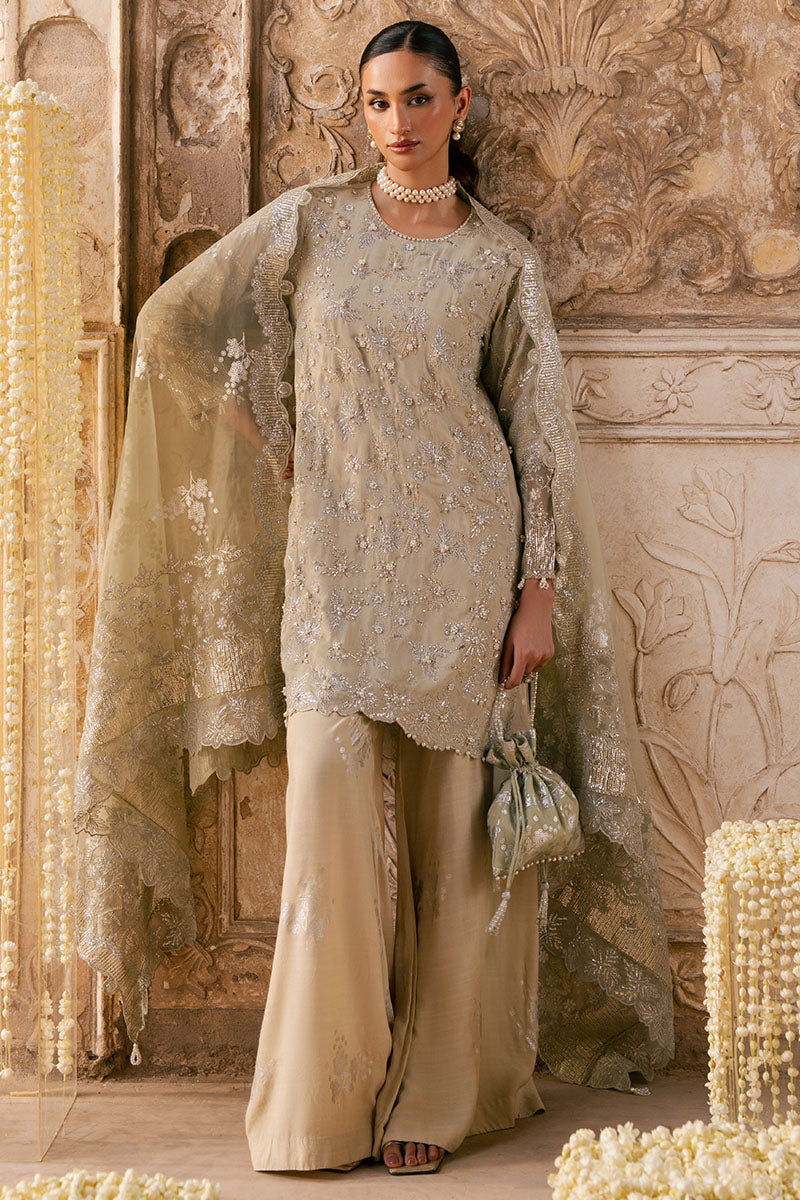 Cross Stitch | SS-25 RTW WEDDING EDIT-1 | SILVER MIST - Wedding Dress - available at Maria Faisal in UK and USA.