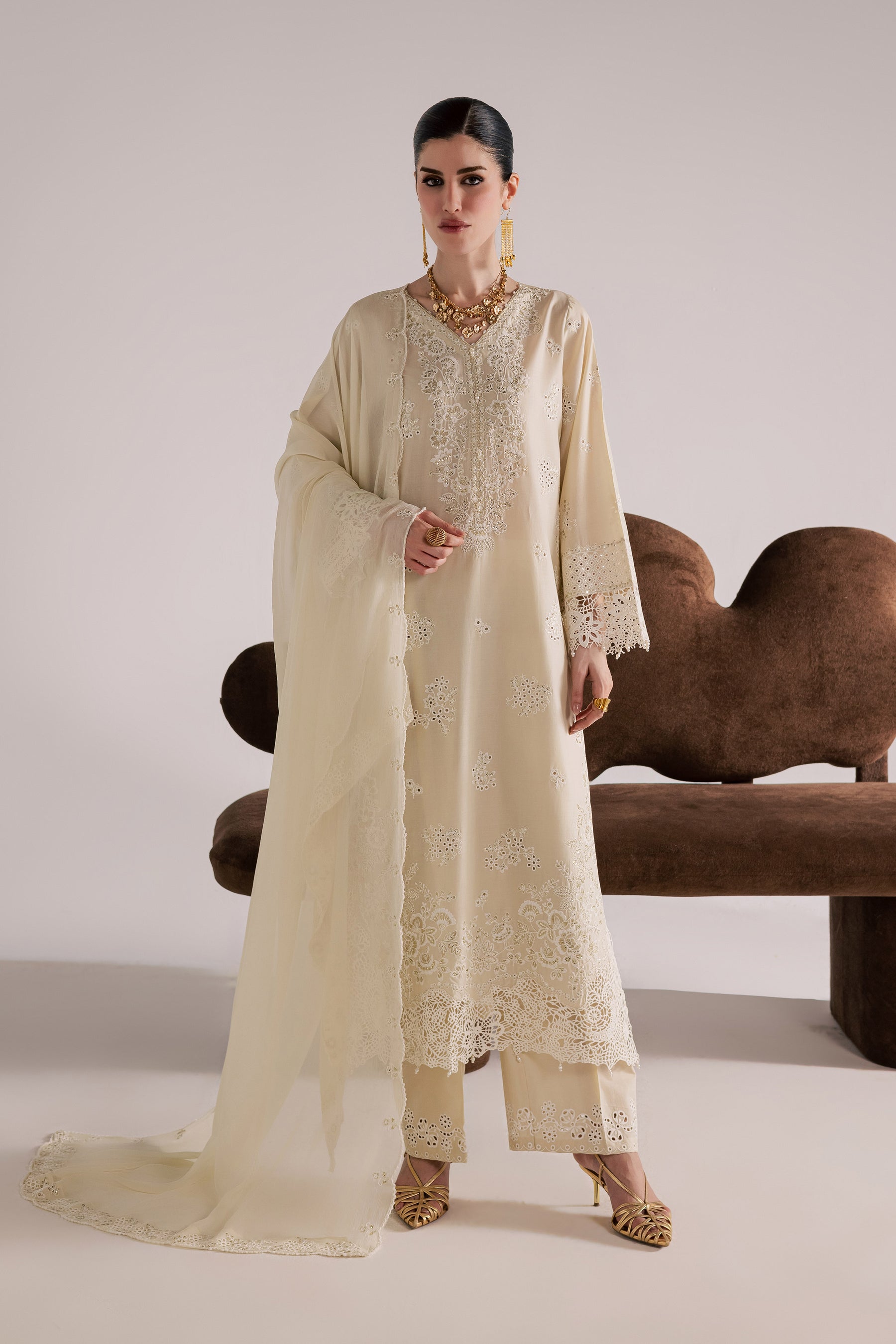 Batik | Festive Eid 26 | Soft Pearl - Luxury Dress - available at Maria Faisal in UK and USA.