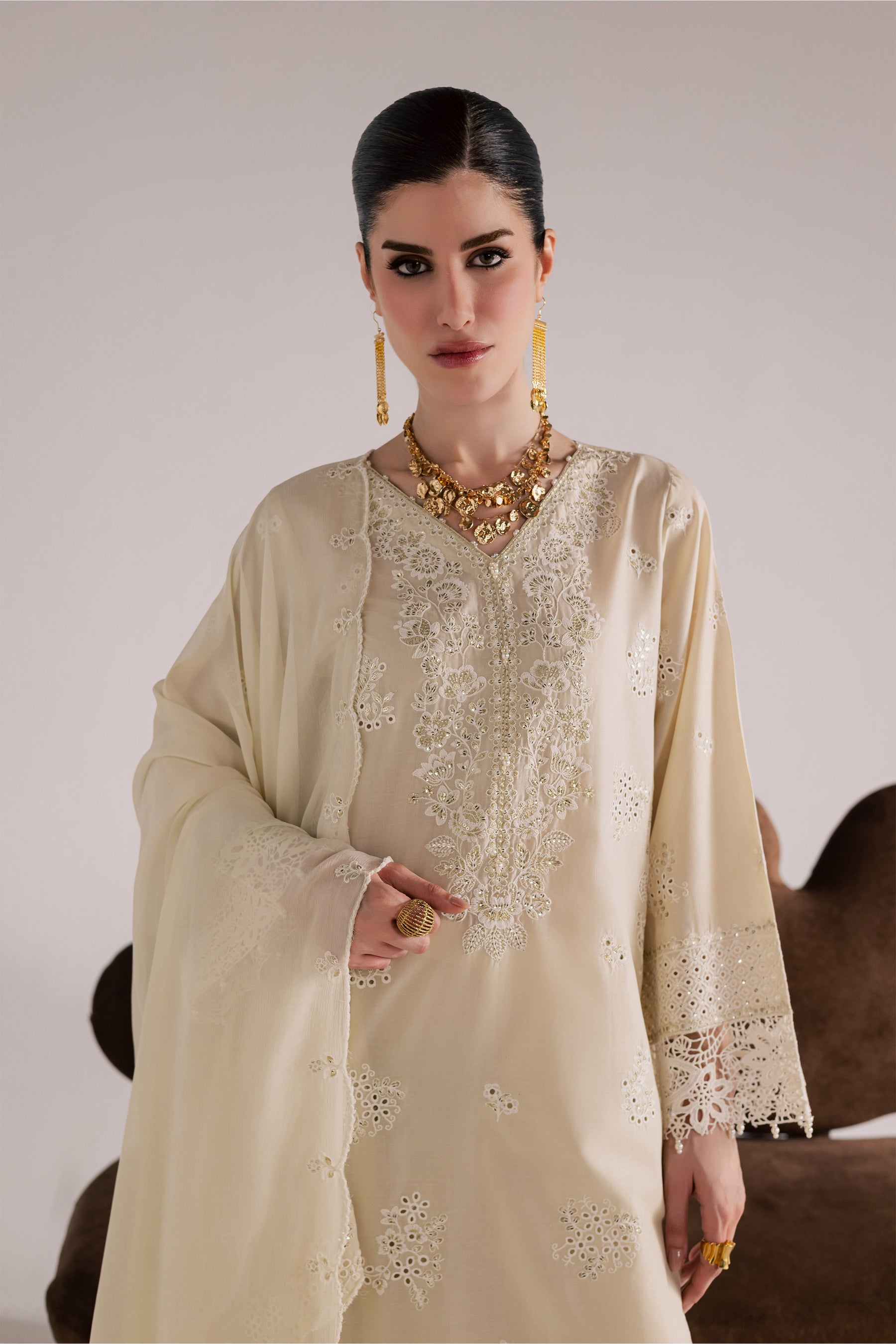 Batik | Festive Eid 26 | Soft Pearl - Luxury Dress - available at Maria Faisal in UK and USA.