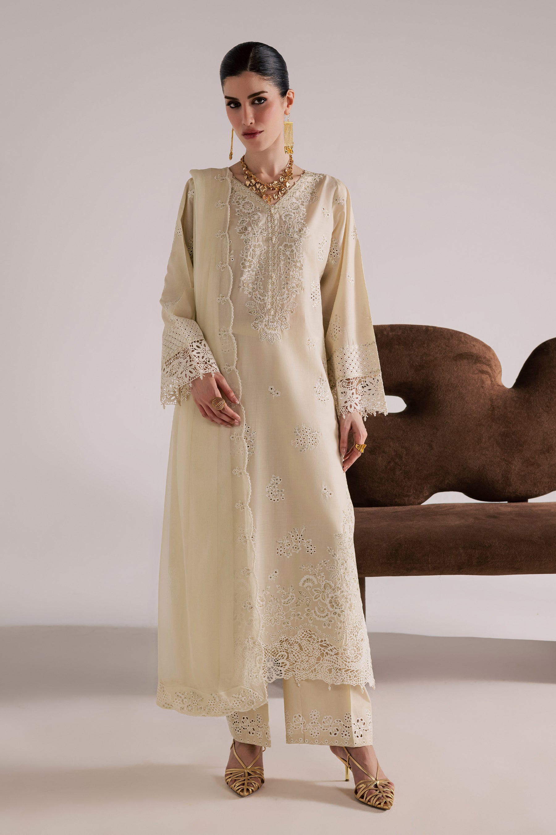 Batik | Festive Eid 26 | Soft Pearl - Luxury Dress - available at Maria Faisal in UK and USA.