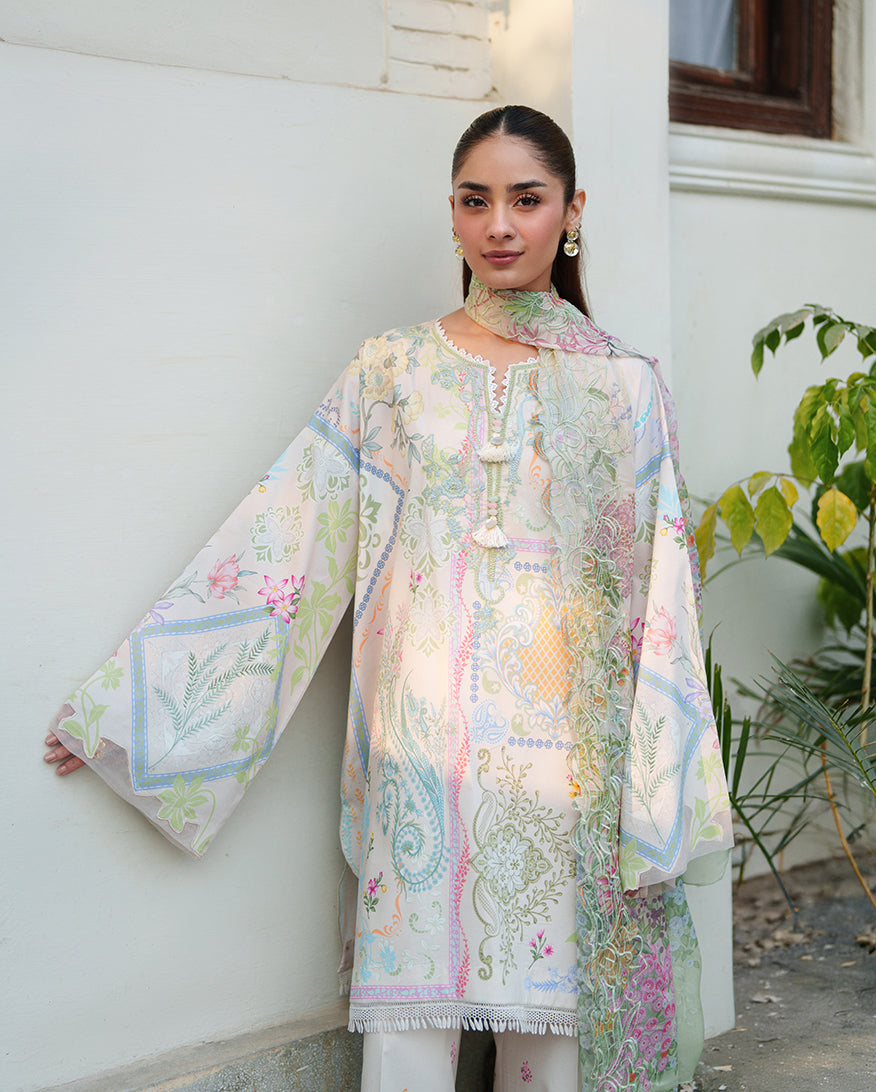 Roheenaz | Whispered Florals | Soft Bloom - Casual Dress - available at Maria Faisal in UK and USA.