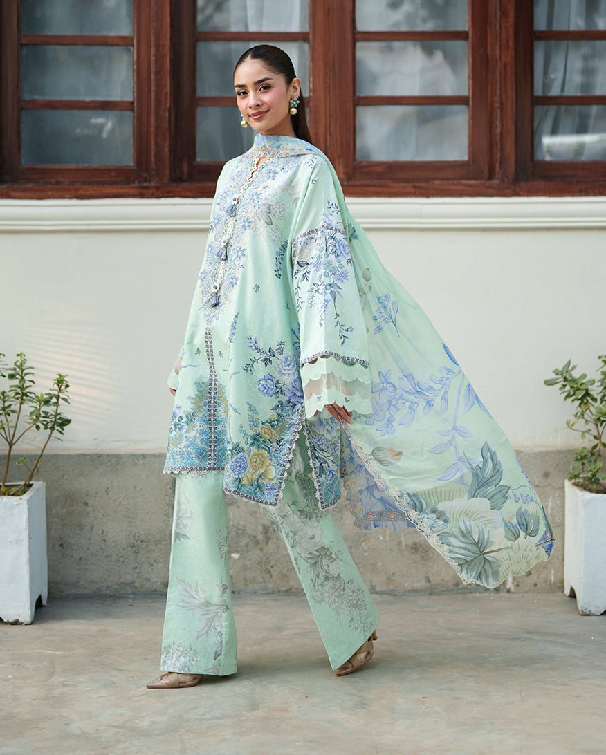 Roheenaz | Whispered Florals | Soft Meadow - Casual Dress - available at Maria Faisal in UK and USA.