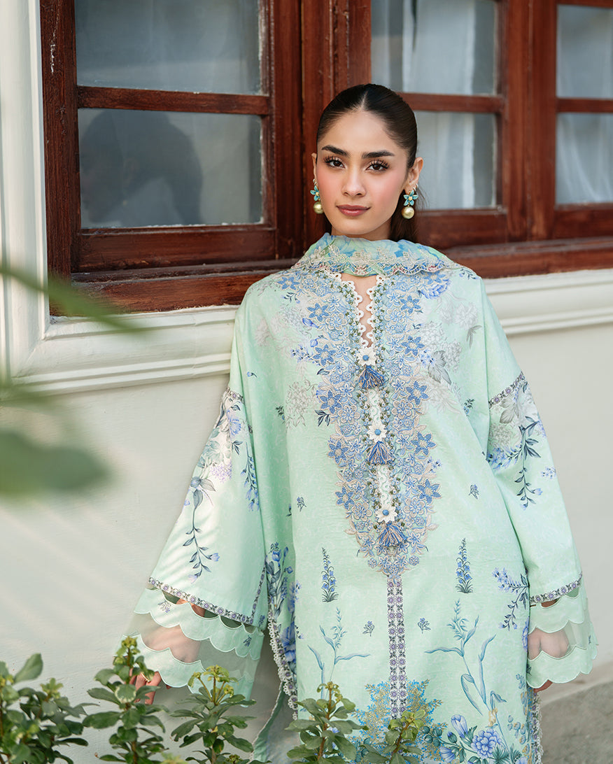 Roheenaz | Whispered Florals | Soft Meadow - Casual Dress - available at Maria Faisal in UK and USA.