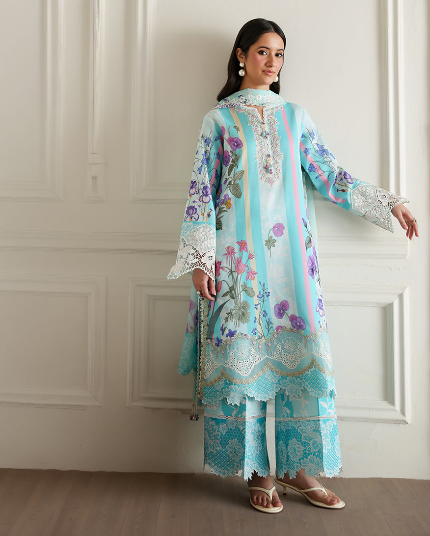 Roheenaz | Sunlit Tales Printed Embroidered Edit | Sunbeam story - Luxury Dress - available at Maria Faisal in UK and USA.
