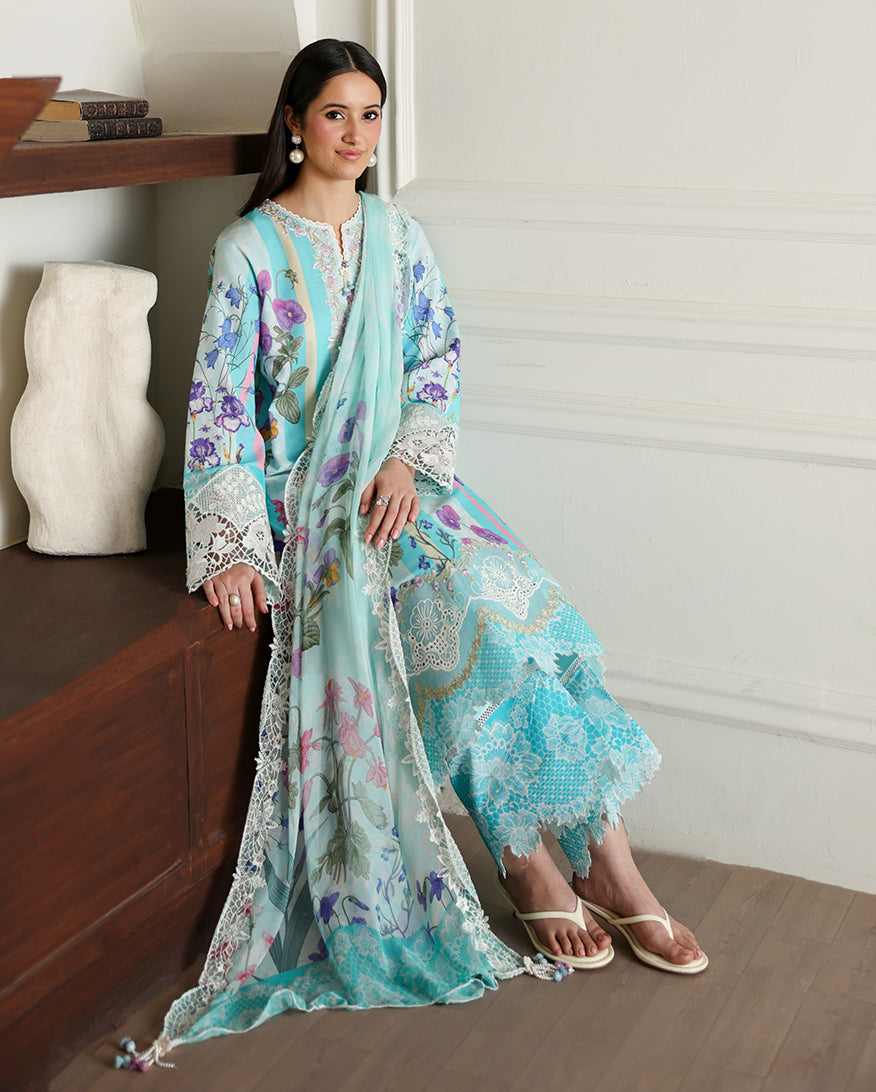 Roheenaz | Sunlit Tales Printed Embroidered Edit | Sunbeam story - Luxury Dress - available at Maria Faisal in UK and USA.