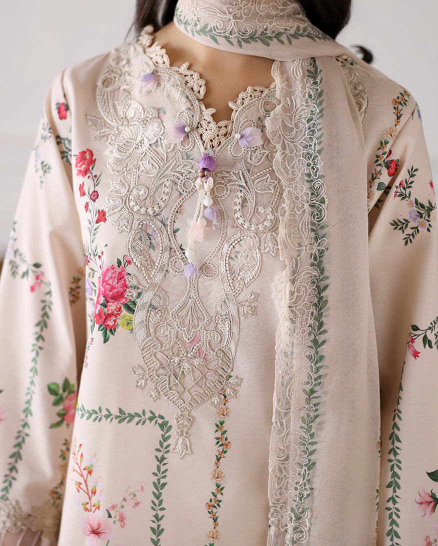 Roheenaz | Sunlit Tales Printed Embroidered Edit | Sunflare Petal - Luxury Dress - available at Maria Faisal in UK and USA.