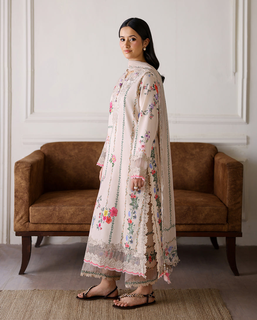 Roheenaz | Sunlit Tales Printed Embroidered Edit | Sunflare Petal - Luxury Dress - available at Maria Faisal in UK and USA.
