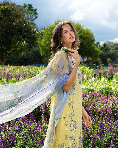 Mushq | Hemline the Secret Garden | Sunlit Meadow - Luxury Dress - available at Maria Faisal in UK and USA.