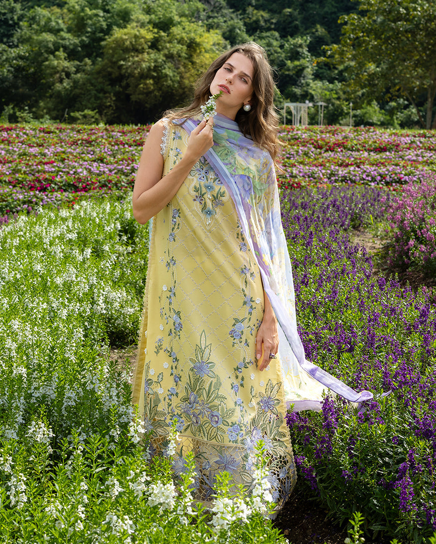 Mushq | Hemline the Secret Garden | Sunlit Meadow - Luxury Dress - available at Maria Faisal in UK and USA.