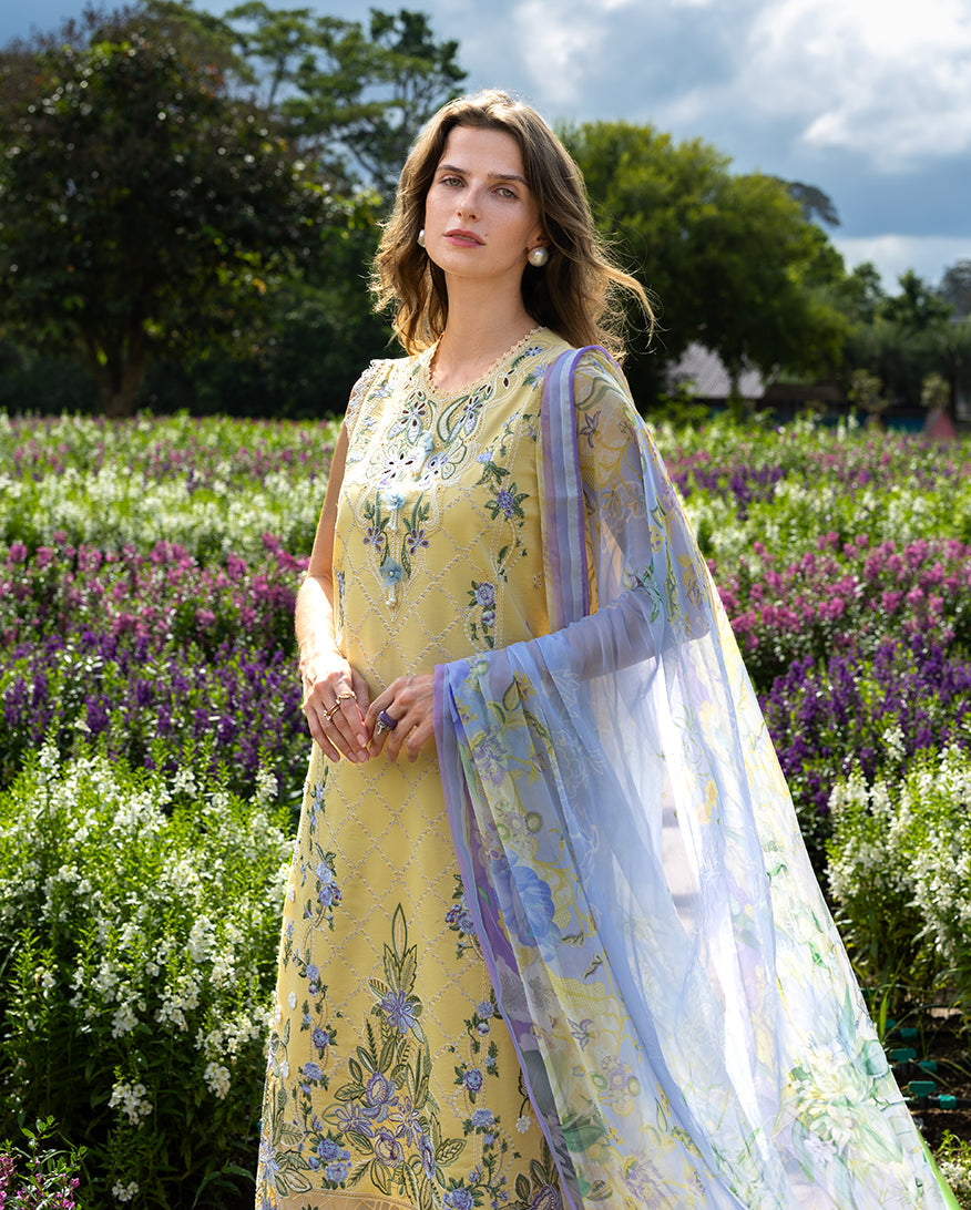 Mushq | Hemline the Secret Garden | Sunlit Meadow - Luxury Dress - available at Maria Faisal in UK and USA.