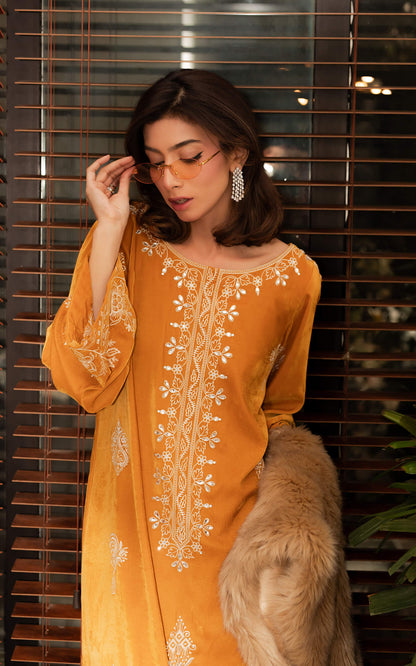 Asifa and Nabeel | Zephyr Formals | Sunset Velvet Ensemble - Formal Dress - available at Maria Faisal in UK and USA.