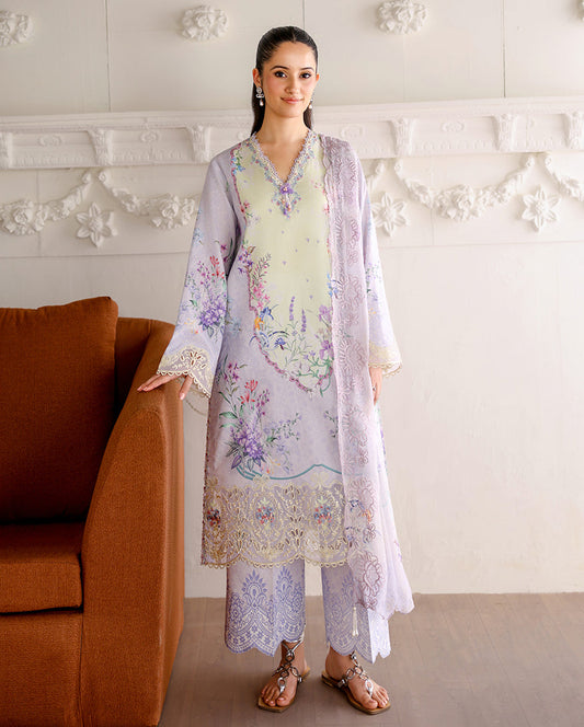 Roheenaz | Sunlit Tales Printed Embroidered Edit | Sunveil - Luxury Dress - available at Maria Faisal in UK and USA.