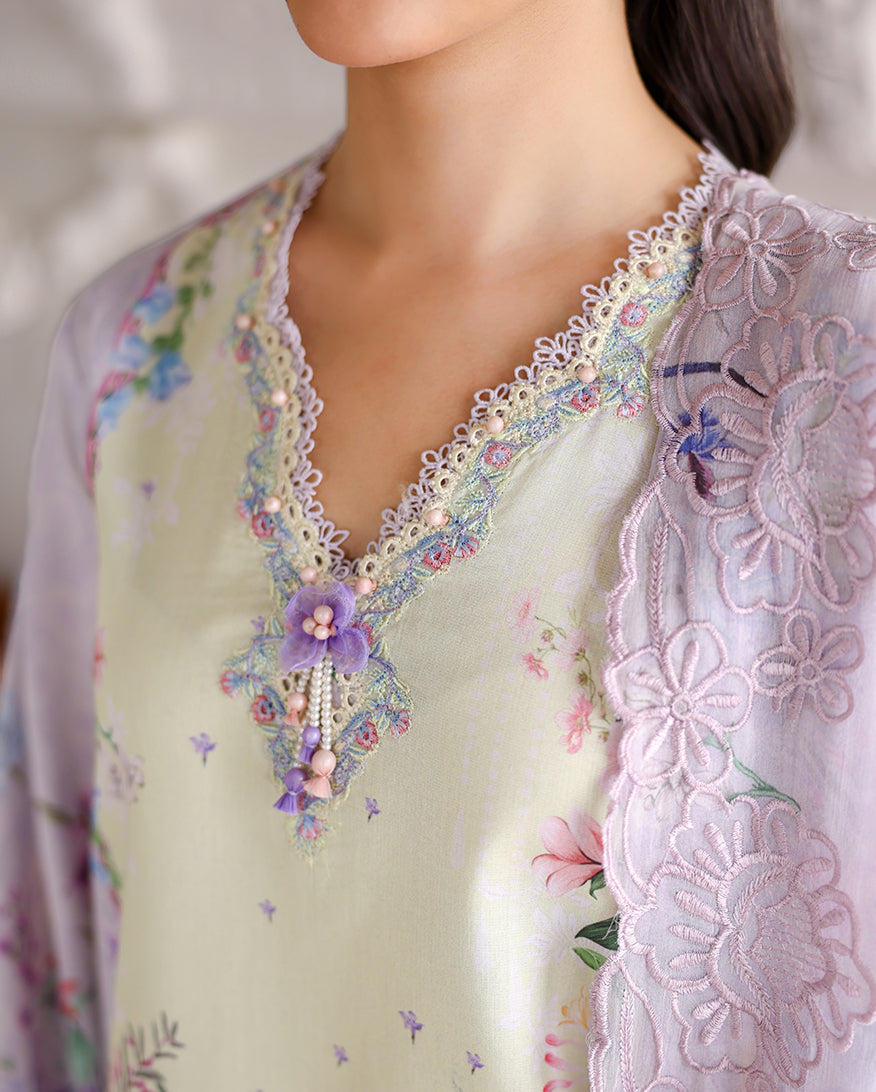 Roheenaz | Sunlit Tales Printed Embroidered Edit | Sunveil - Luxury Dress - available at Maria Faisal in UK and USA.