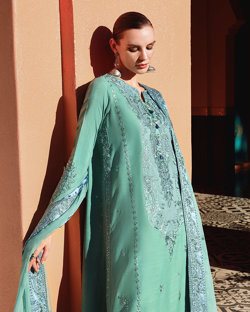 Mushq | Nuvera Raw Silk 26 | Sybil - Luxury Dress - available at Maria Faisal in UK and USA.