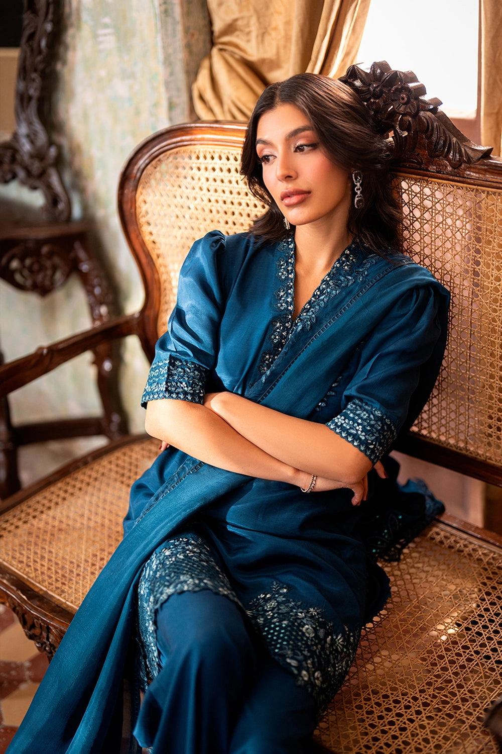 Azure | Vogue Formals | Sylvan Silk - Formal Dress - available at Maria Faisal in UK and USA.