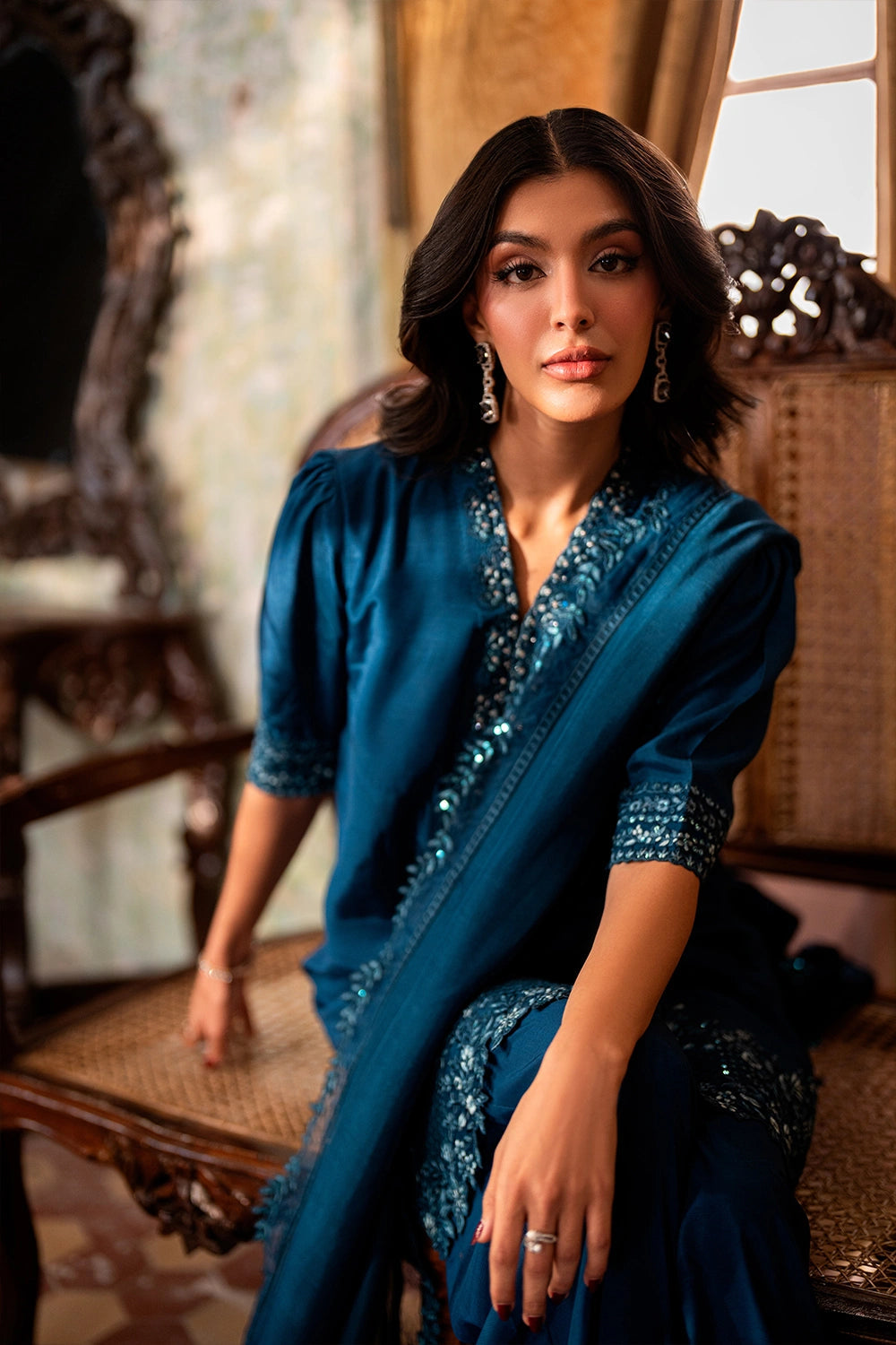 Azure | Vogue Formals | Sylvan Silk - Formal Dress - available at Maria Faisal in UK and USA.