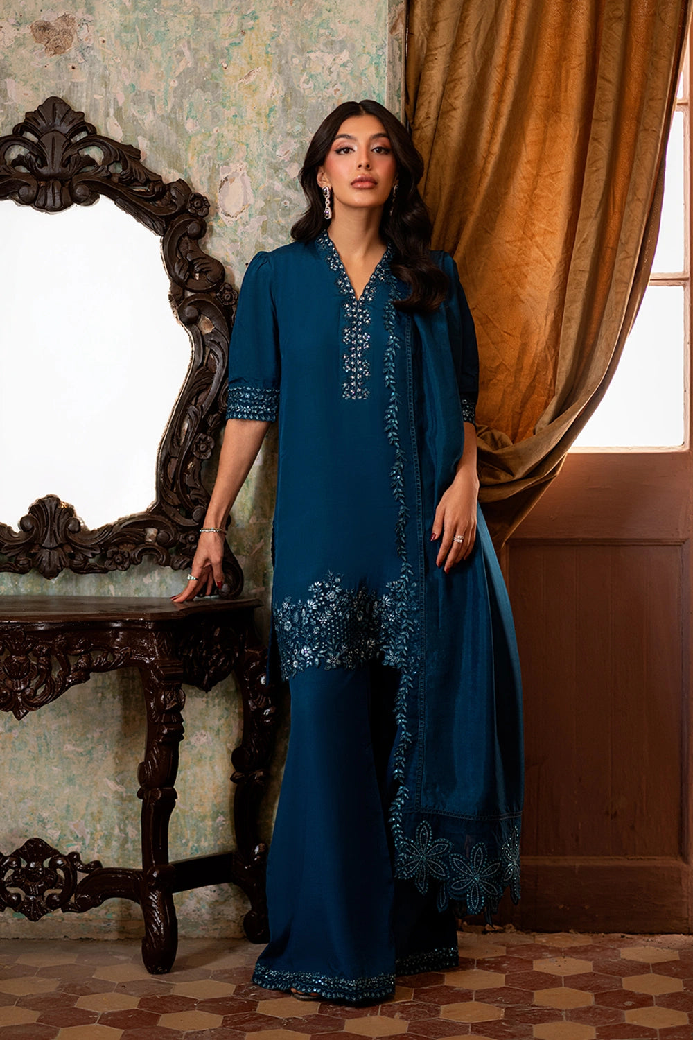 Azure | Vogue Formals | Sylvan Silk - Formal Dress - available at Maria Faisal in UK and USA.