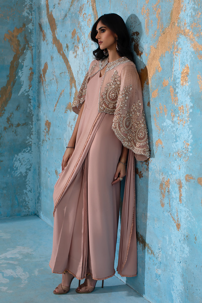 Wardha Saleem | Luxury Pret Fusion Wear | ROSALIE - FORMAL CAPE WITH DRAPE (2 PC) - Ladies Clothes 