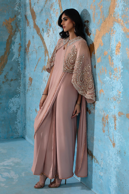 Wardha Saleem | Luxury Pret Fusion Wear | ROSALIE - FORMAL CAPE WITH DRAPE (2 PC) - Ladies Clothes 
