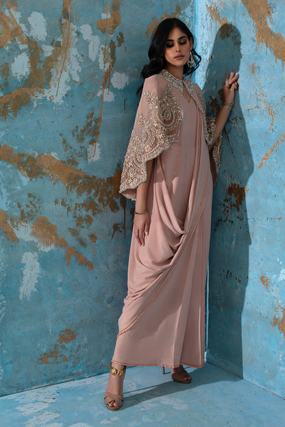 Wardha Saleem | Luxury Pret Fusion Wear | ROSALIE - FORMAL CAPE WITH DRAPE (2 PC) - Ladies Clothes 
