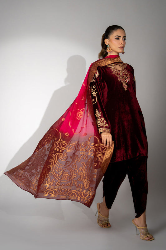 Mina Hassan | Winter 25 | Haya - Casual Dress - available at Maria Faisal in UK and USA.