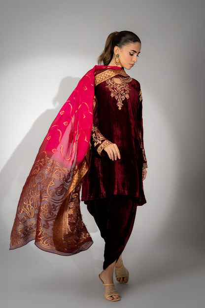 Mina Hassan | Winter 25 | Haya - Casual Dress - available at Maria Faisal in UK and USA.