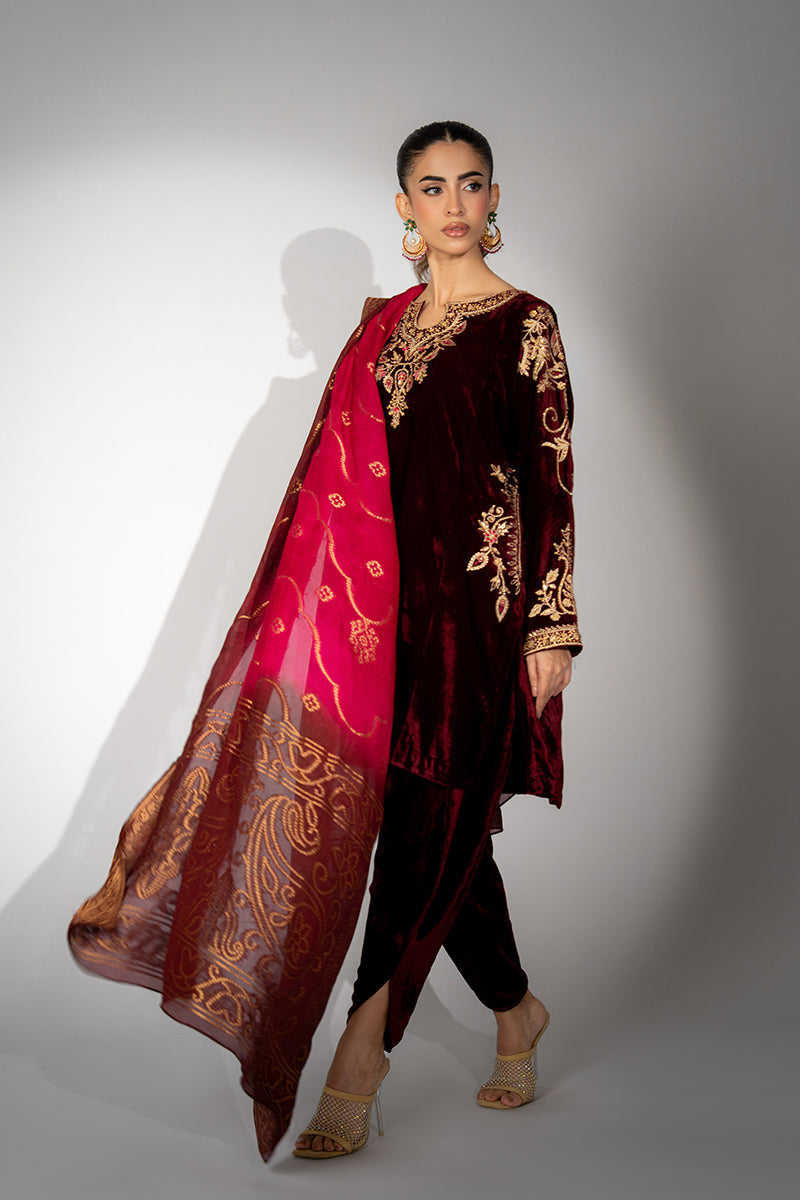 Mina Hassan | Winter 25 | Haya - Casual Dress - available at Maria Faisal in UK and USA.