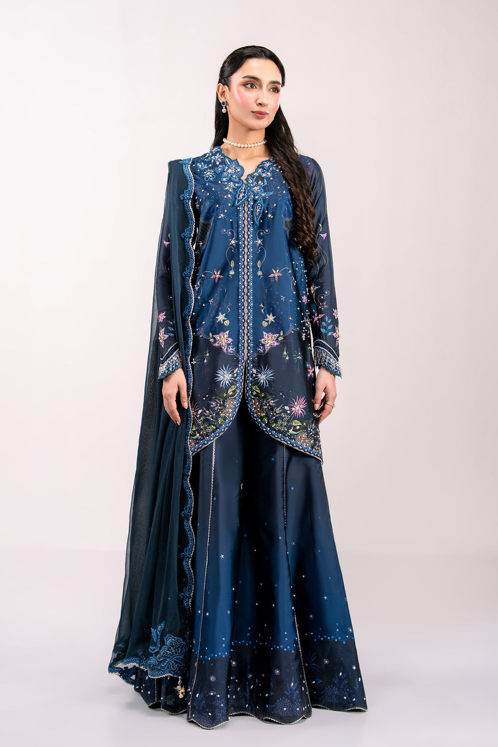 Qalamkar | Luxe Silk 26 | QSL-06 NERINA - Luxury Dress - available at Maria Faisal in UK and USA.