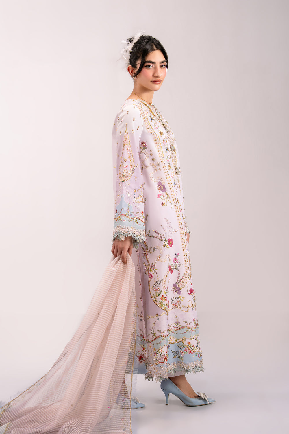 Qalamkar | Luxe Silk 26 | QSL-07 NOA - Luxury Dress - available at Maria Faisal in UK and USA.