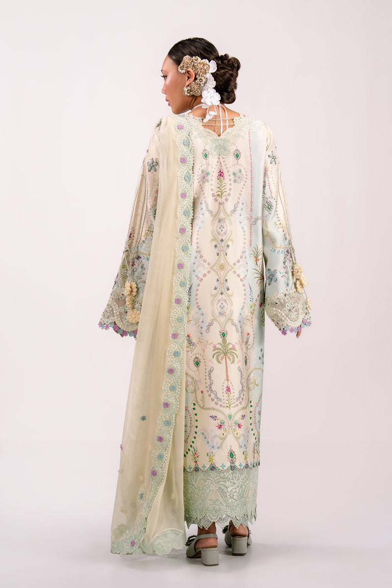 Qalamkar | Luxe Silk 26 | QSL-01 AZURE - Luxury Dress - available at Maria Faisal in UK and USA.