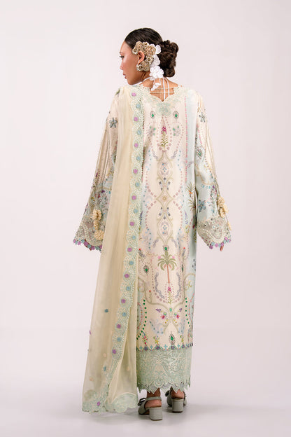 Qalamkar | Luxe Silk 26 | QSL-01 AZURE - Luxury Dress - available at Maria Faisal in UK and USA.