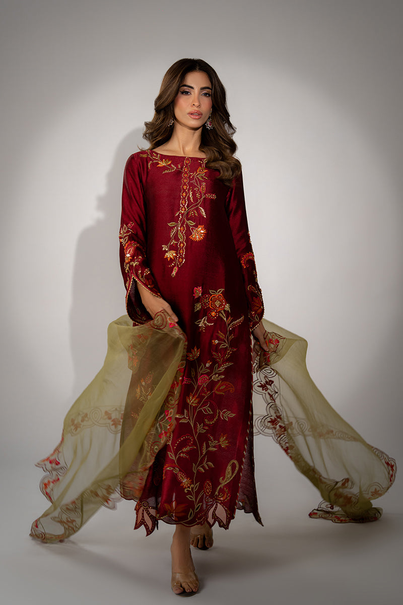 Mina Hassan | Winter 25 | Sia - Casual Dress - available at Maria Faisal in UK and USA.