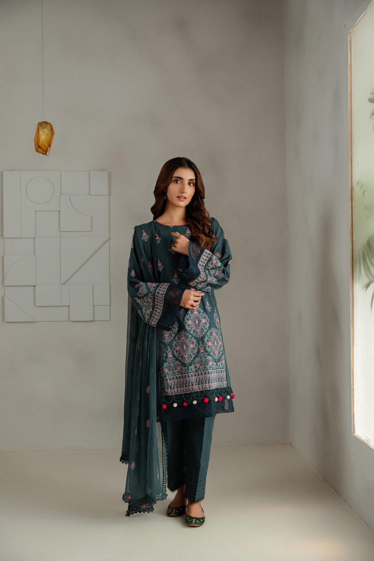 Taana Baana | Manzil Winter |  C3414B - Designer Dress with Intricate embroidery and embellishments. Shop elegent wedding dress at Maria Faisal.