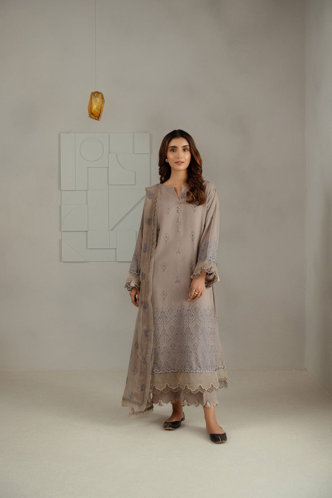 Taana Baana | Manzil Winter |  C3415A - Designer Dress with Intricate embroidery and embellishments. Shop elegent wedding dress at Maria Faisal.