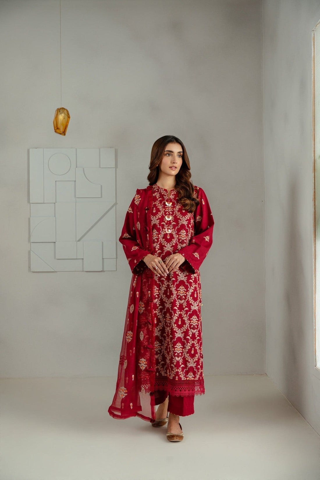 Taana Baana | Manzil Winter |  M3406A - Designer Dress with Intricate embroidery and embellishments. Shop elegent wedding dress at Maria Faisal.