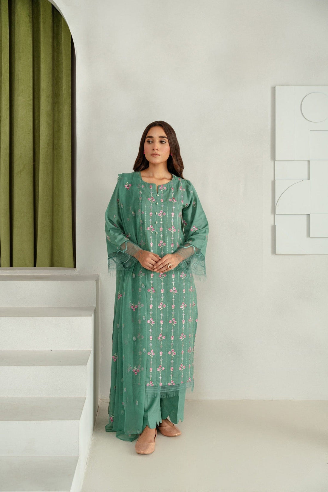 Taana Baana | Manzil Winter |  C3413B - Designer Dress with Intricate embroidery and embellishments. Shop elegent wedding dress at Maria Faisal.
