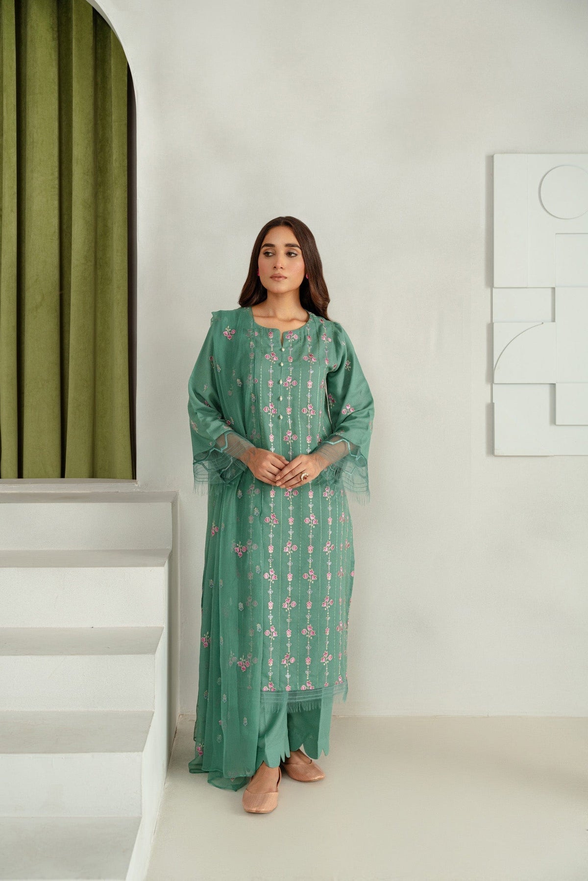 Taana Baana | Manzil Winter |  C3413B - Designer Dress with Intricate embroidery and embellishments. Shop elegent wedding dress at Maria Faisal.