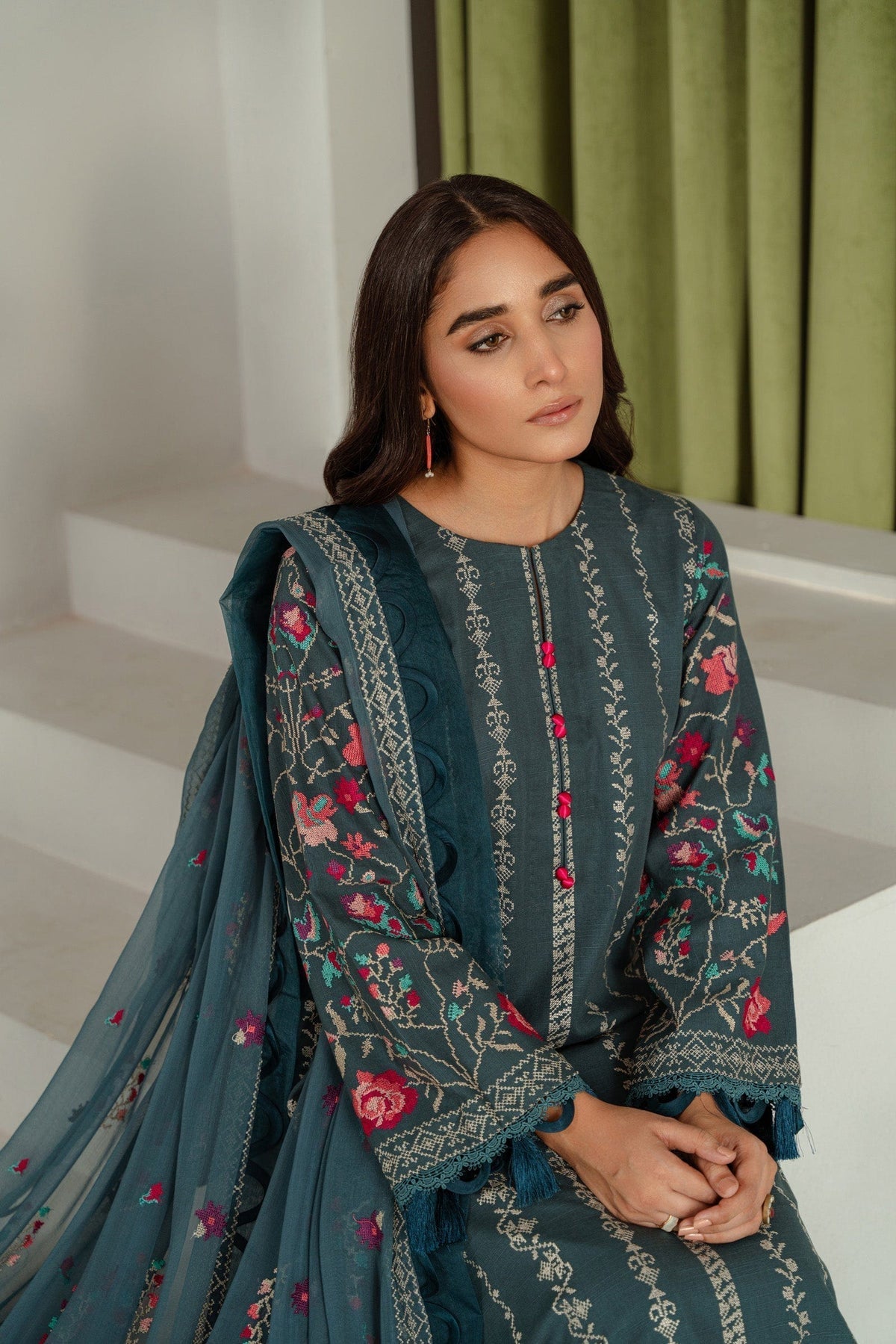 Taana Baana | Manzil Winter |  C3410B - Designer Dress with Intricate embroidery and embellishments. Shop elegent wedding dress at Maria Faisal.