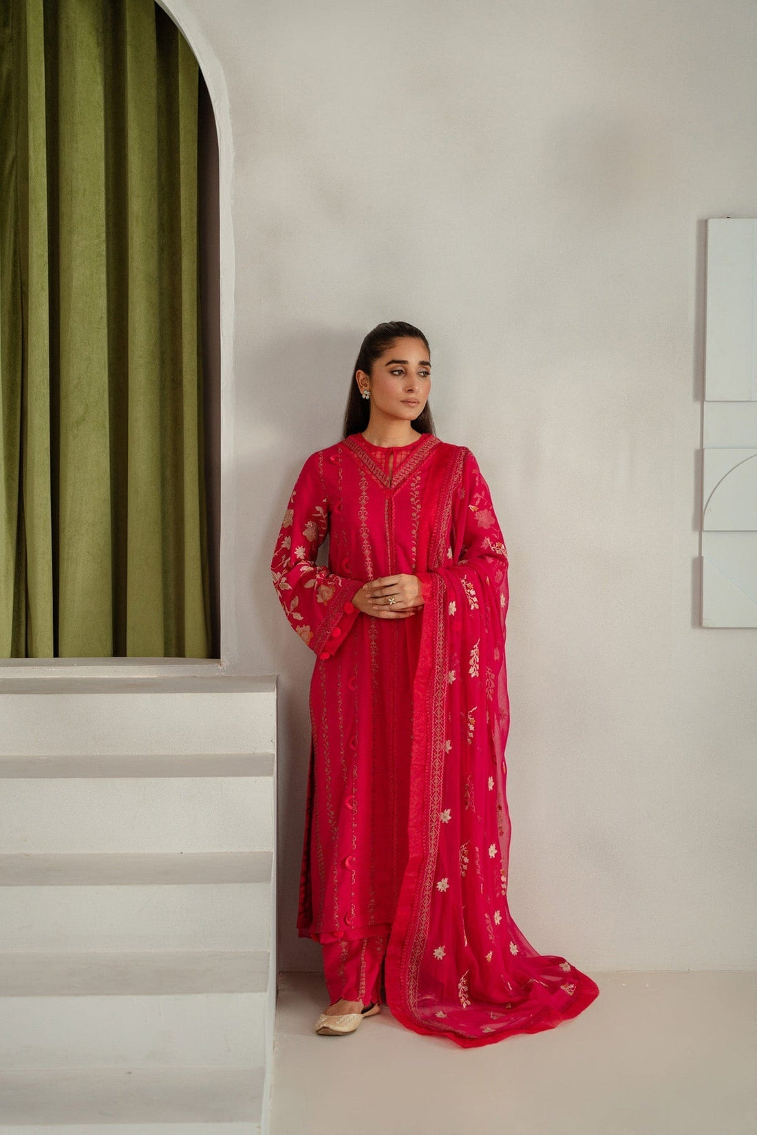 Taana Baana | Manzil Winter |  C3410A - Designer Dress with Intricate embroidery and embellishments. Shop elegent wedding dress at Maria Faisal.