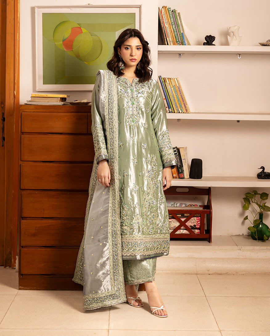 Mushq | Sunehri Lama Silk | Tabeer - Formal Dress - available at Maria Faisal in UK and USA.